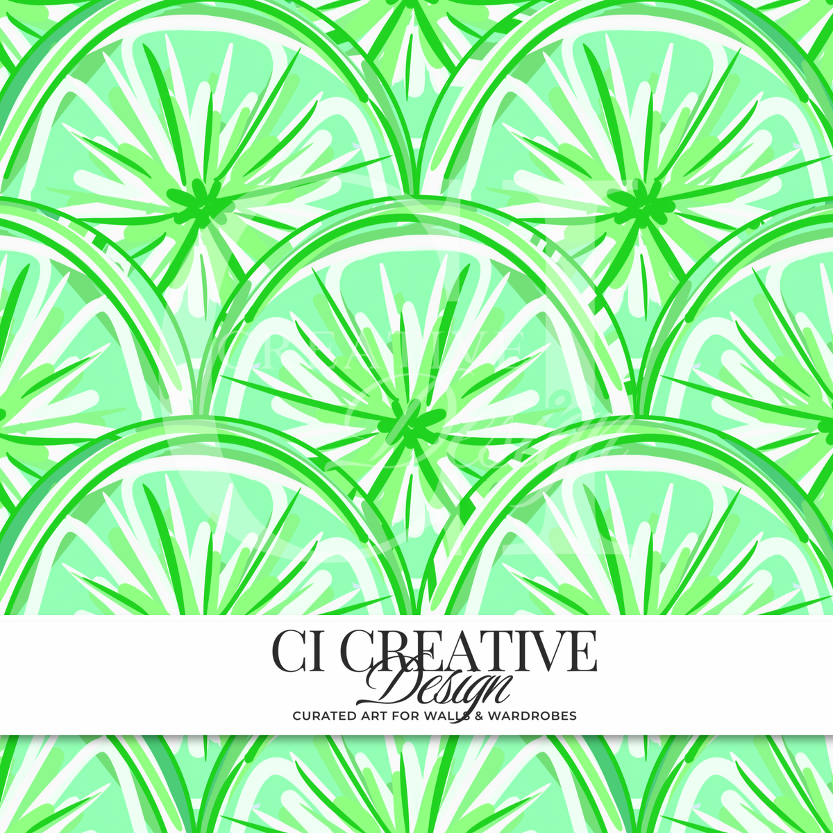 Lime Citrus Slice Seamless Pattern | Green Fruit Digital Download PNG