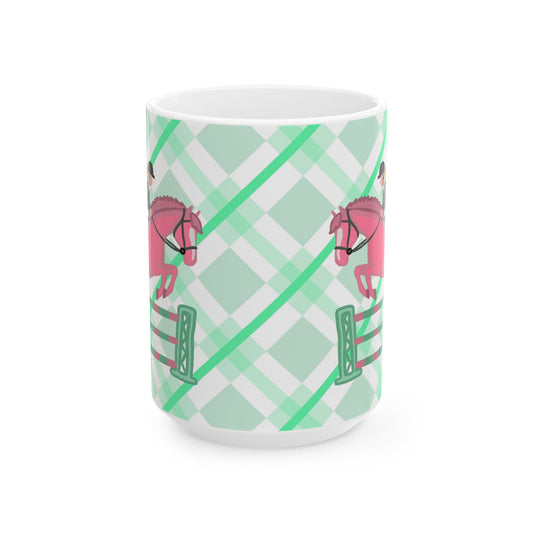 Hunter Jumper Horse Ceramic Coffee Mug | Show Jumping Art | 11oz & 15oz