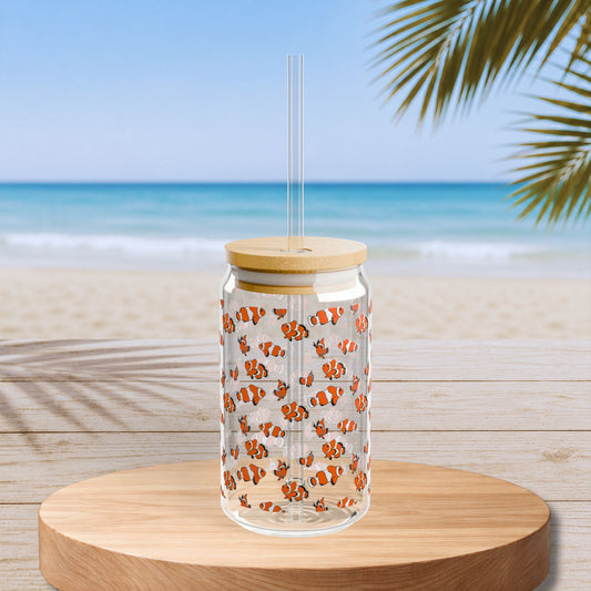 Clownfish 16oz Glass Can Tumbler — 16oz Sipper Glass