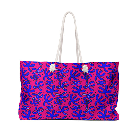 Colorful Hand-Drawn Starfish Weekender Bag | Beach Tote, Nautical Travel Bag