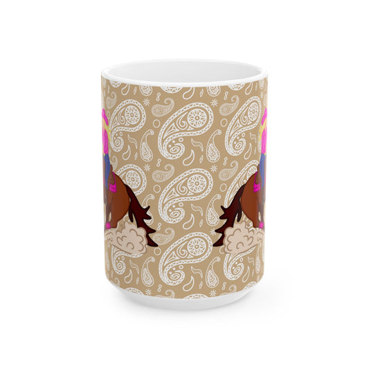 Barrel Racer Cowgirl Ceramic Coffee Mug | Rodeo Art | 11oz & 15oz