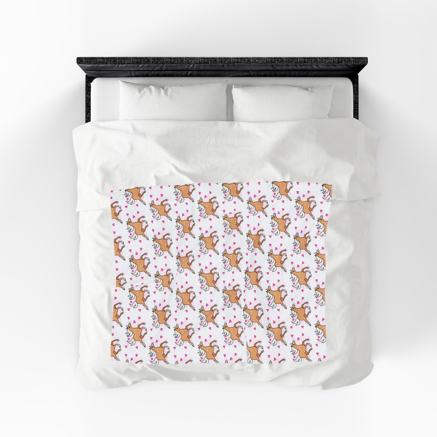 Plush Blanket — Palomino Horse with Hearts 50x60