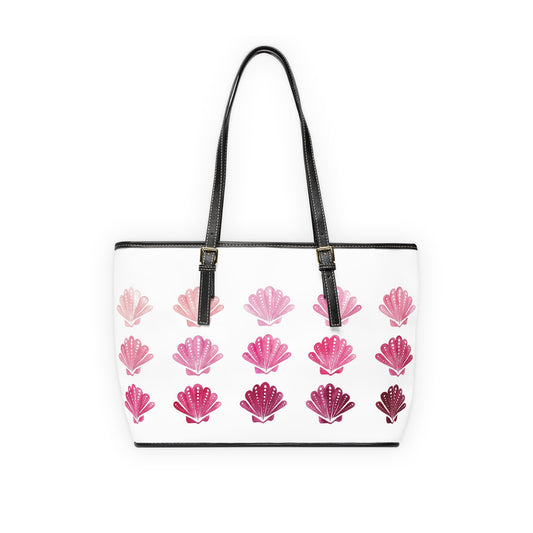 PU Leather Shoulder Bag — Pink Shell Pattern Tote