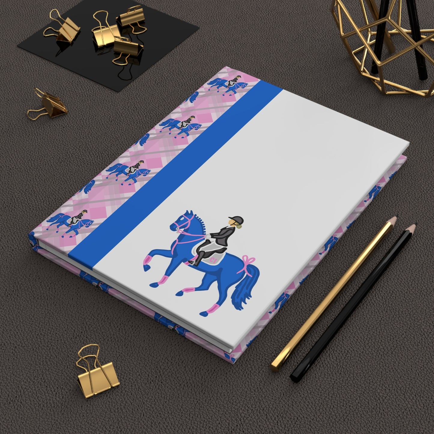 Dressage Horse & Rider Hardcover Journal — Illustrated Equestrian Notebook