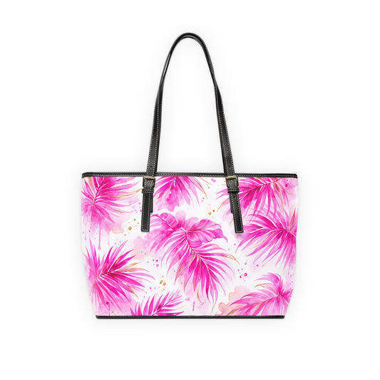 Pink Palm Tree PU Leather Shoulder Bag — Tropical Palm Print Purse