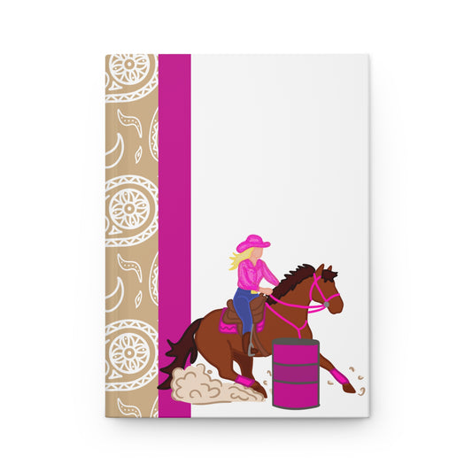 Barrel Racing Cowgirl Hardcover Journal — Paisley Rodeo Notebook