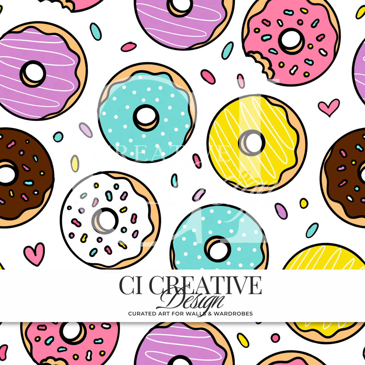 Sprinkle Donut Seamless Pattern | Bakery Digital Download PNG