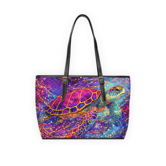 Watercolor Sea Turtle PU Leather Shoulder Bag