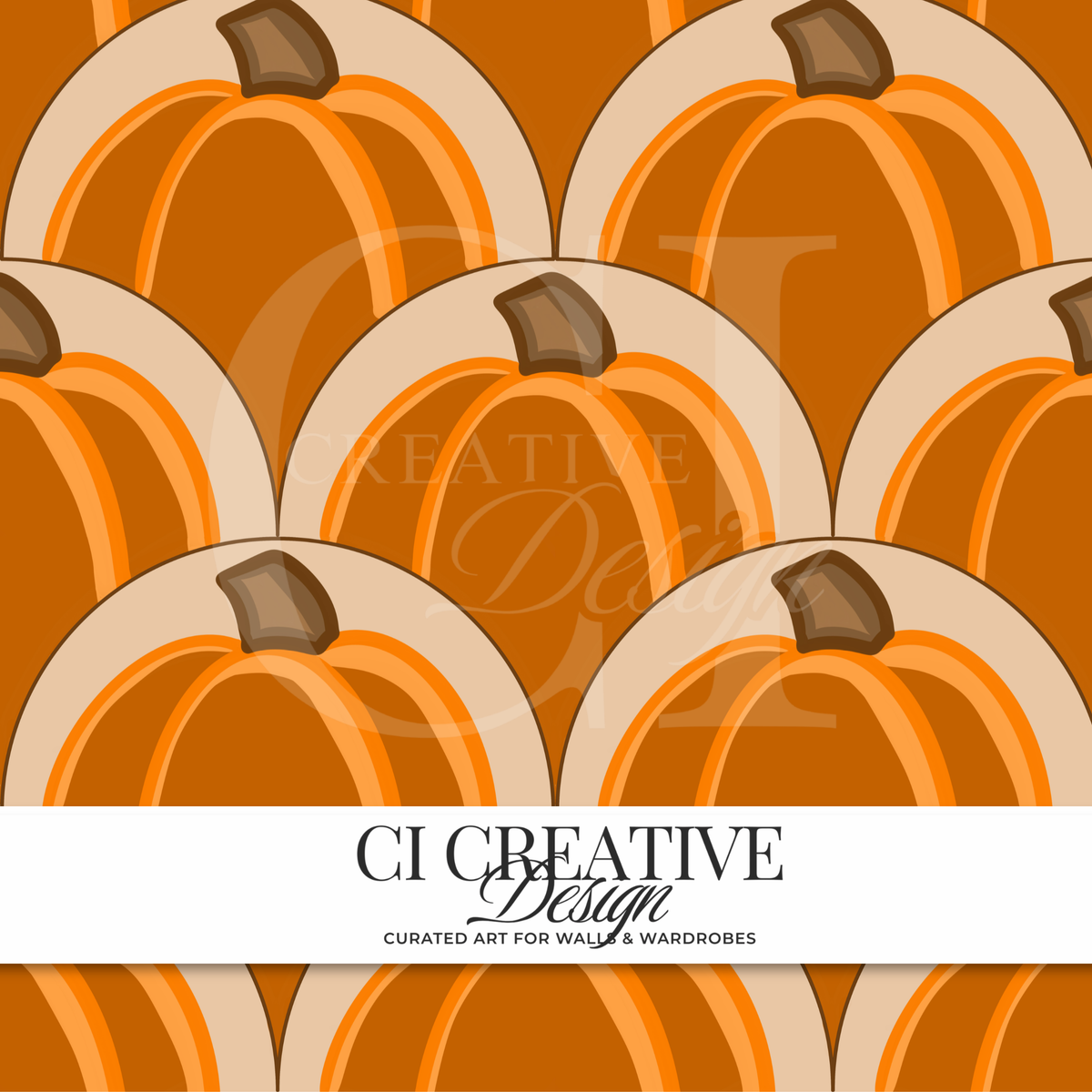 Pumpkin Scallop Seamless Pattern | Fall Digital Download PNG