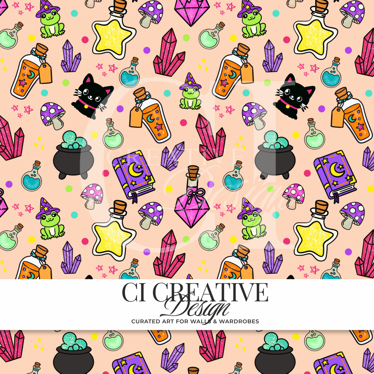 Enchanted Apothecary Seamless Pattern | Witchy Potion Digital Download PNG