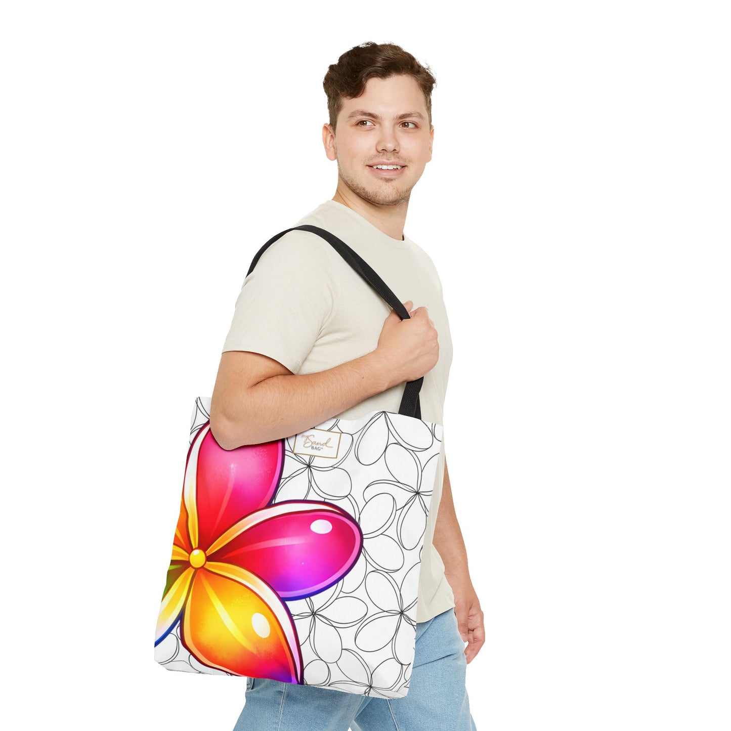 My Sand Bag Plumeria Tote Reusable Hawaiian Shopping Bag