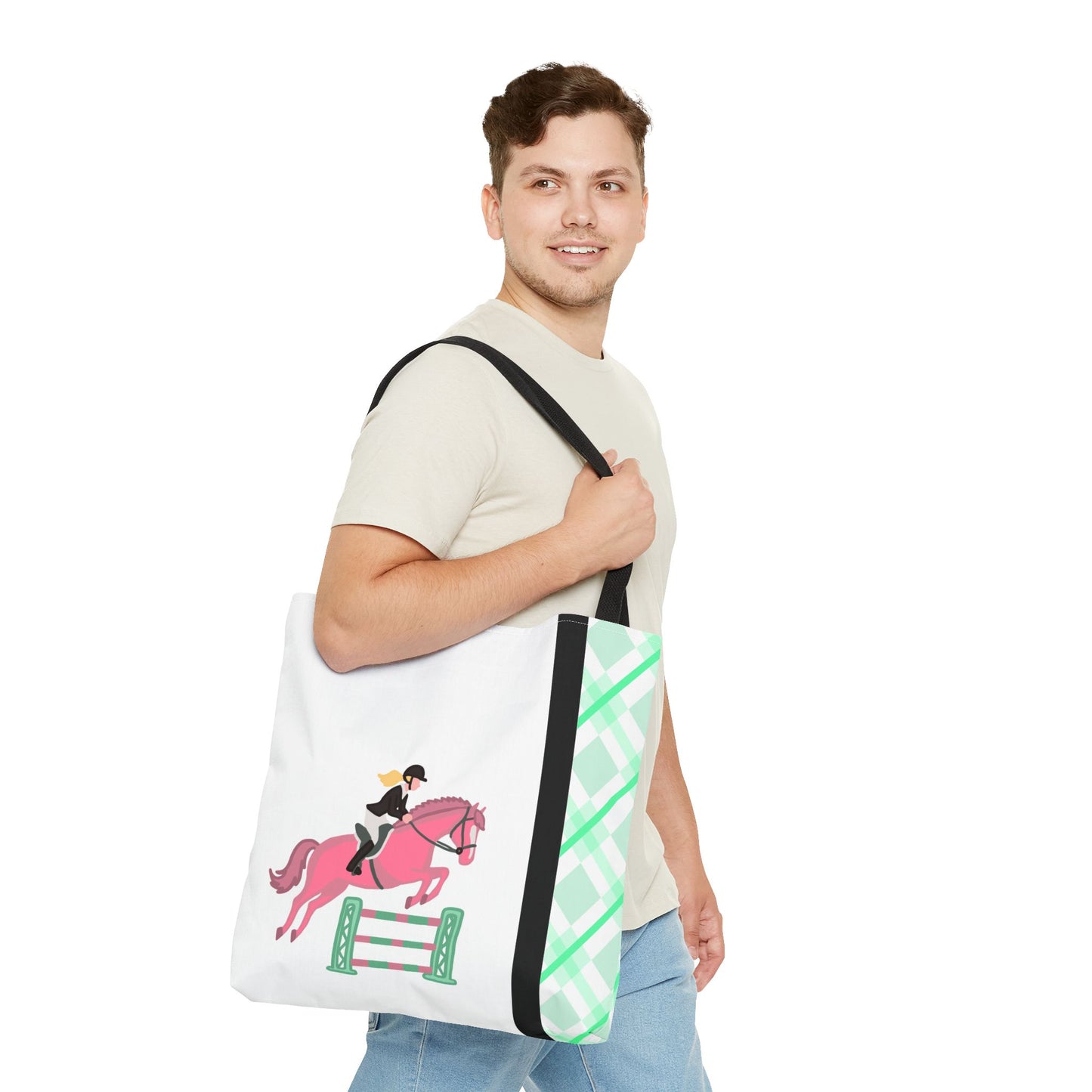 Equestrian Show Jumper Horse Tote Bag - English Jumping Carryall