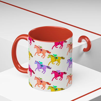Kentucky Derby Racehorse Accent Coffee Mug | Race Day Gift | 11oz & 15oz