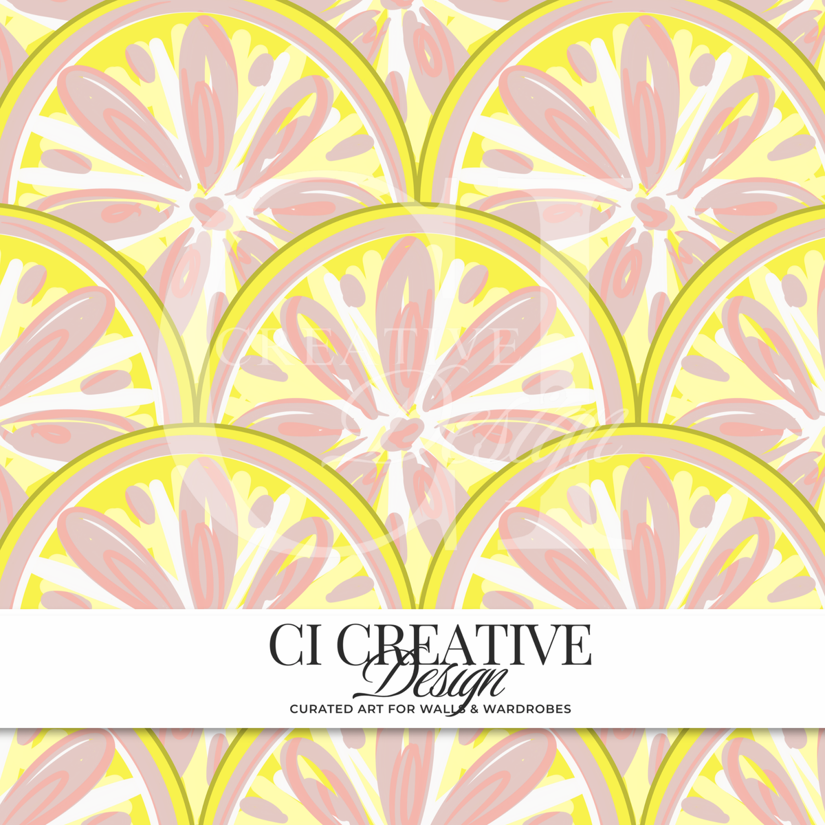 Lemon Citrus Slice Seamless Pattern | Pink & Yellow Digital Download PNG