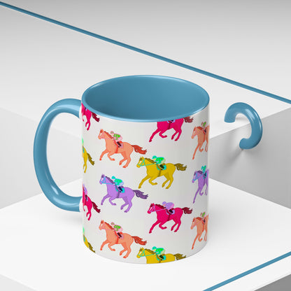 Kentucky Derby Racehorse Accent Coffee Mug | Race Day Gift | 11oz & 15oz