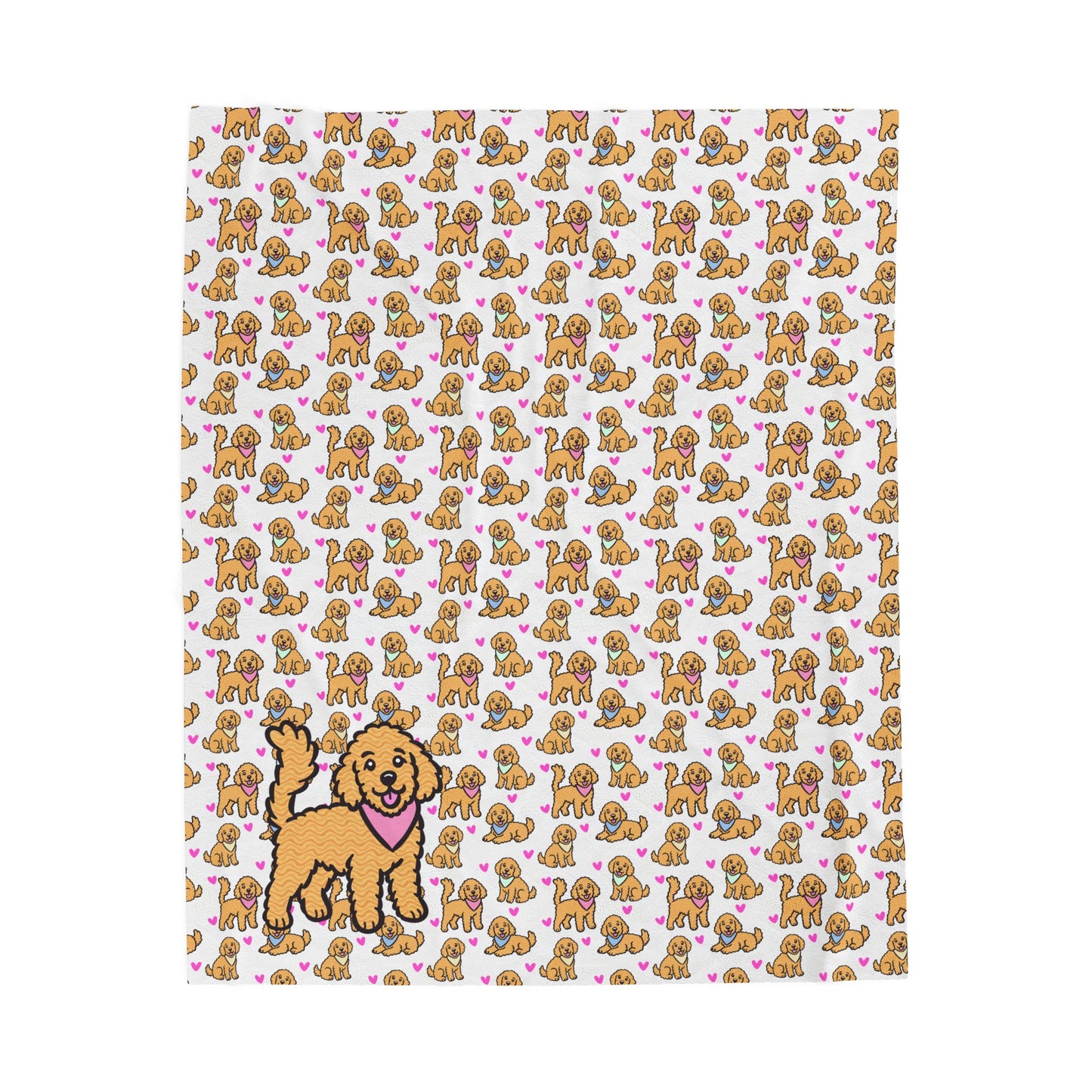 Goldendoodle Pattern Velveteen Plush Blanket | Dog Lover Gift | 3 Sizes