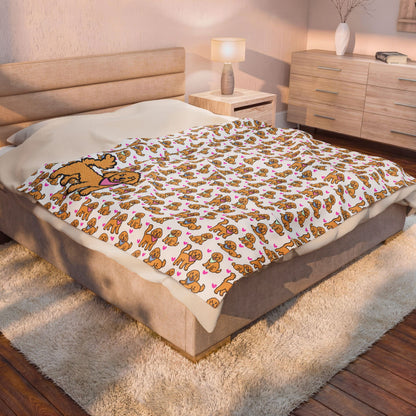 Goldendoodle Pattern Velveteen Plush Blanket | Dog Lover Gift | 3 Sizes