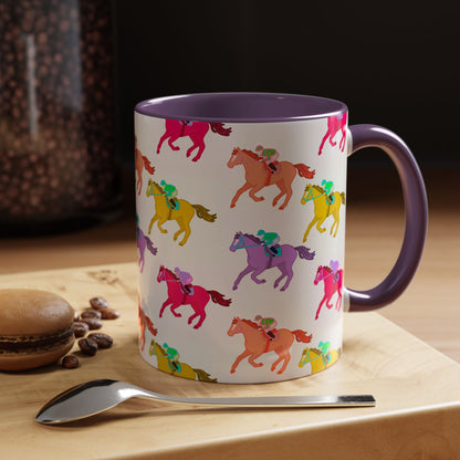 Kentucky Derby Racehorse Accent Coffee Mug | Race Day Gift | 11oz & 15oz