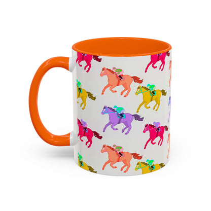 Kentucky Derby Racehorse Accent Coffee Mug | Race Day Gift | 11oz & 15oz
