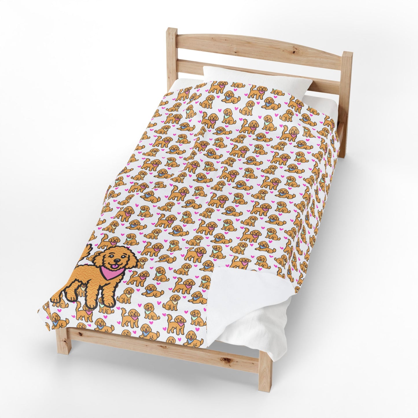 Goldendoodle Pattern Velveteen Plush Blanket | Dog Lover Gift | 3 Sizes