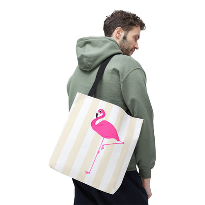 Pink Flamingo Illustration Tote Shopping Reusable Bag | All-Over Print