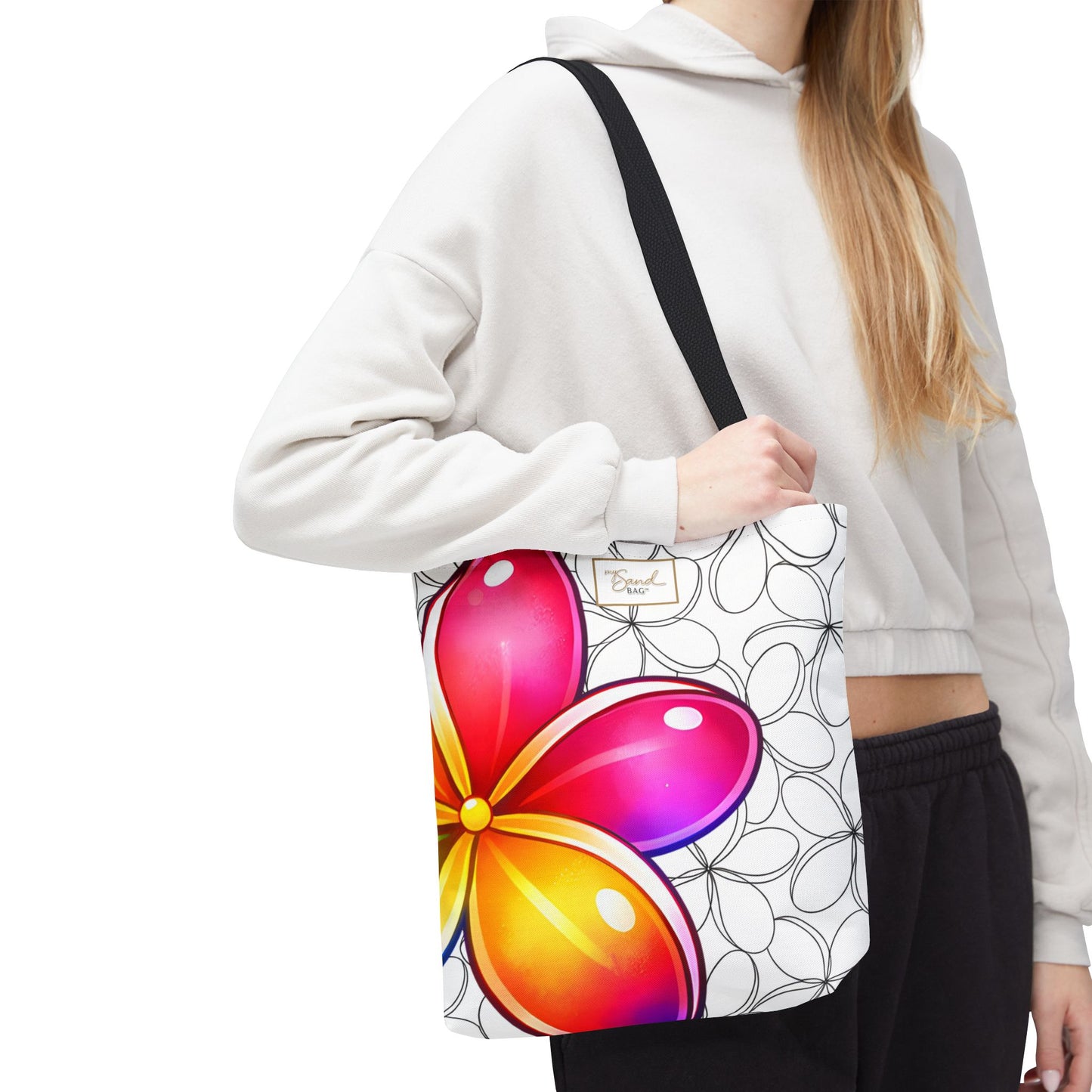 My Sand Bag Plumeria Tote Reusable Hawaiian Shopping Bag