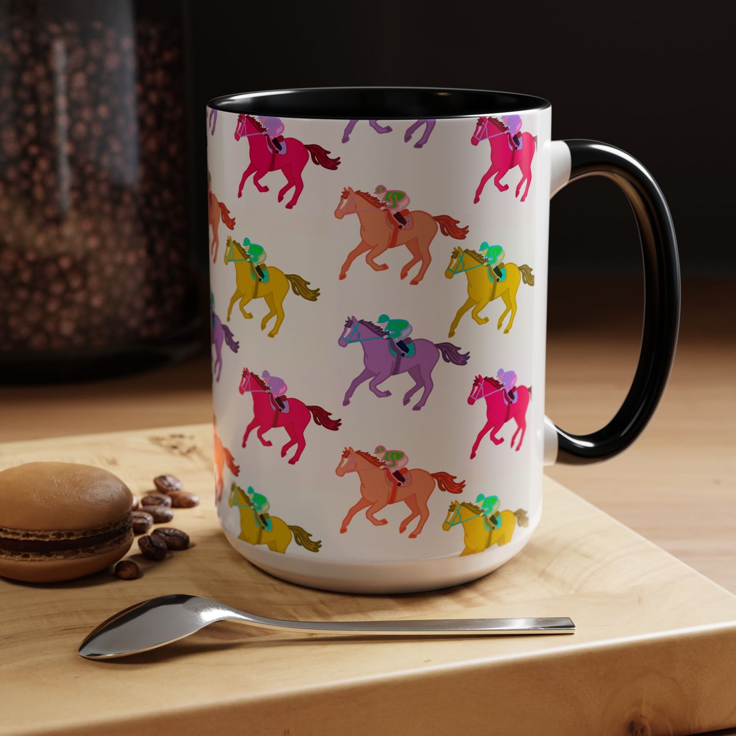 Kentucky Derby Racehorse Accent Coffee Mug | Race Day Gift | 11oz & 15oz