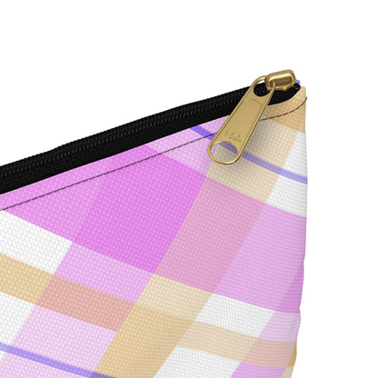 Cowgirl Plaid Accessory Pouch — Pink Plaid Horse Riding Makeup Bag