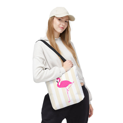 Pink Flamingo Illustration Tote Shopping Reusable Bag | All-Over Print