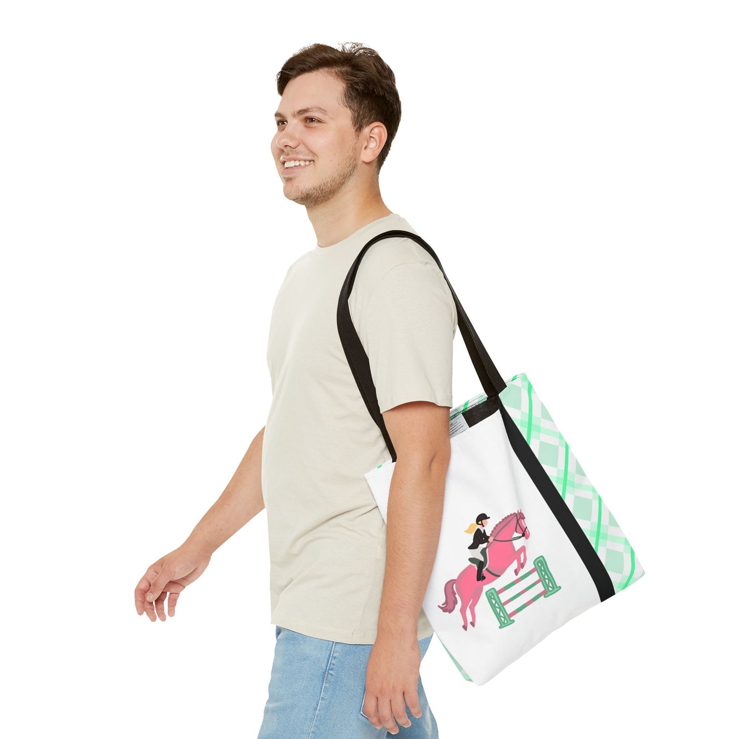 Equestrian Show Jumper Horse Tote Bag - English Jumping Carryall