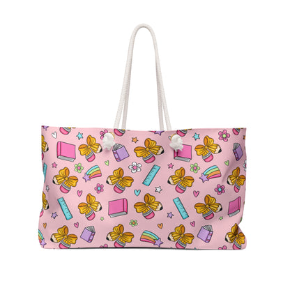 Pink Teacher School Supplies Back to School Beach Bag Weekender Bag Teacher Appreciation Tote