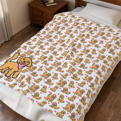 Goldendoodle Pattern Velveteen Plush Blanket | Dog Lover Gift | 3 Sizes