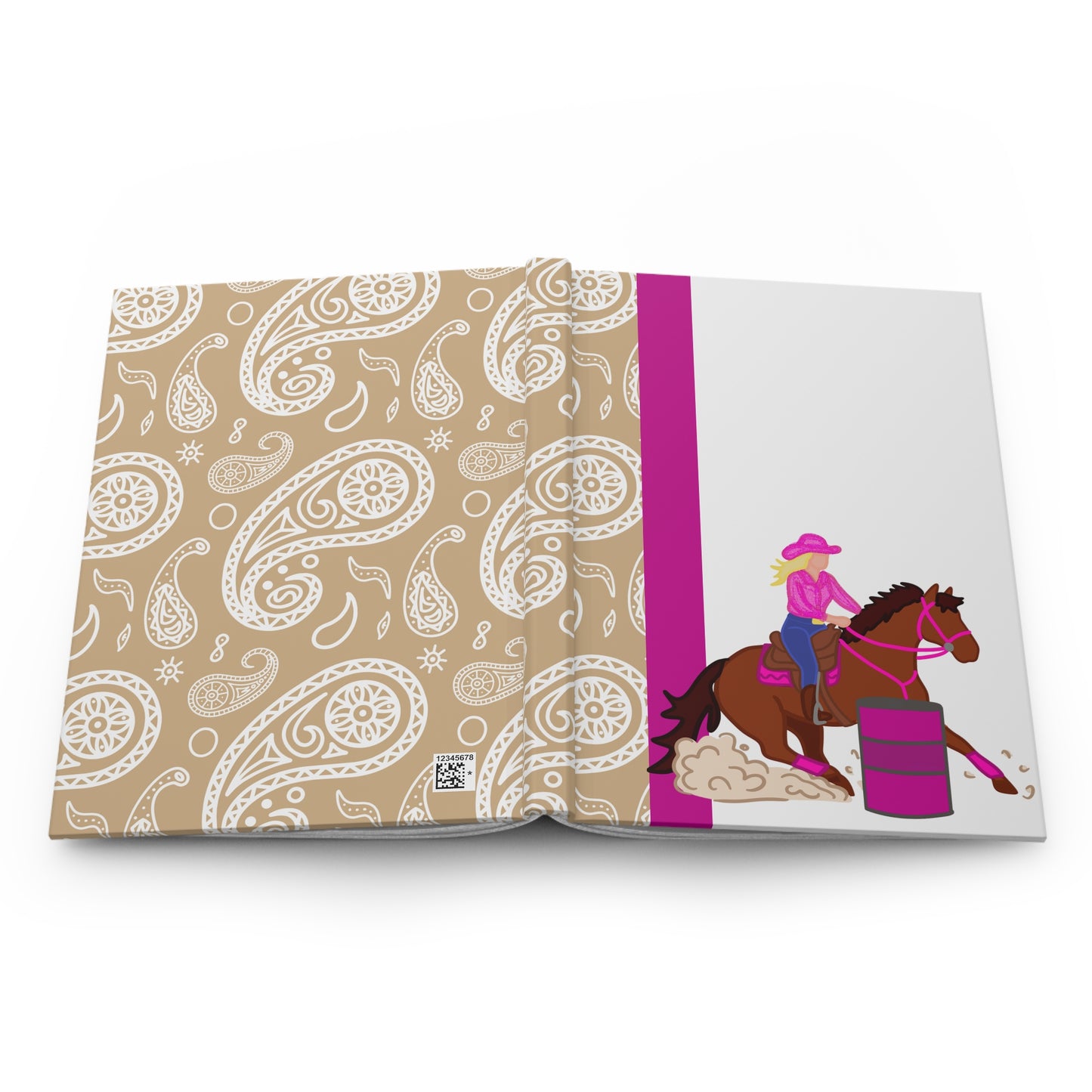 Barrel Racing Cowgirl Hardcover Journal — Paisley Rodeo Notebook
