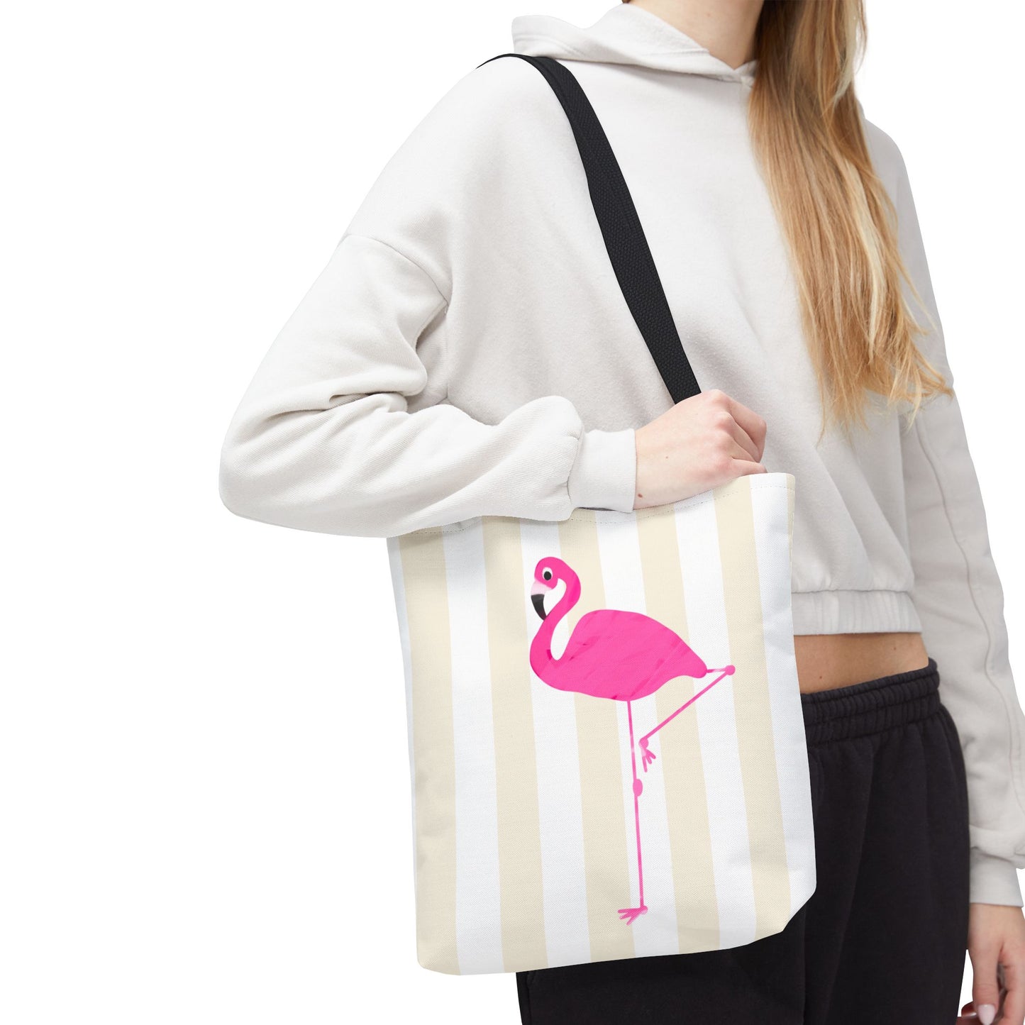 Pink Flamingo Illustration Tote Shopping Reusable Bag | All-Over Print