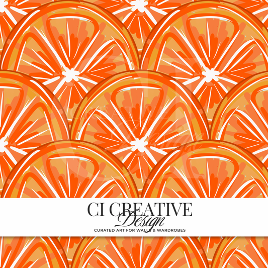 Orange Citrus Slice Seamless Pattern | Fruit Digital Download PNG