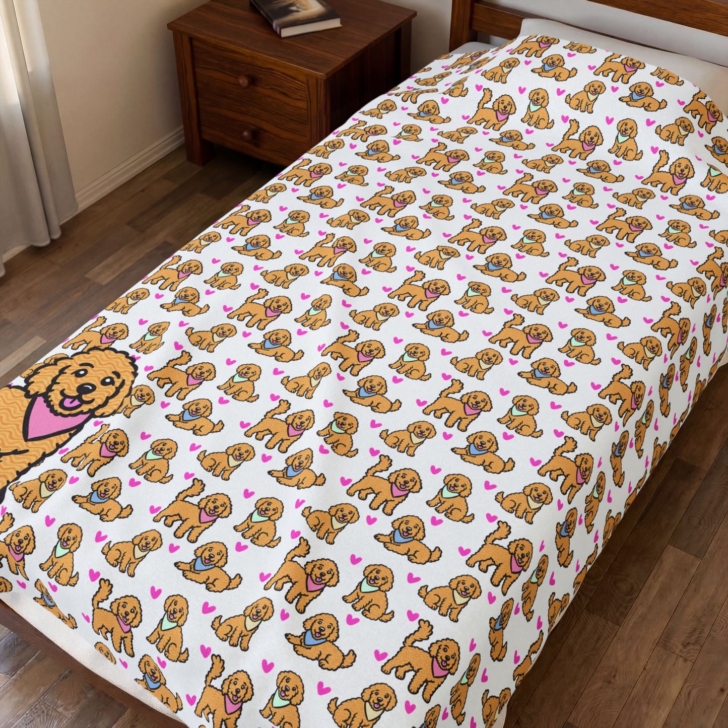 Goldendoodle Pattern Velveteen Plush Blanket | Dog Lover Gift | 3 Sizes
