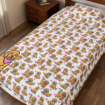 Goldendoodle Pattern Velveteen Plush Blanket | Dog Lover Gift | 3 Sizes