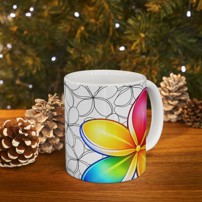 Plumeria Hawaiian Coffee Mug Floral Island Tropical Ceramic Mug For Morning Brew Gift Idea