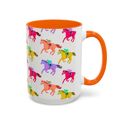 Kentucky Derby Racehorse Accent Coffee Mug | Race Day Gift | 11oz & 15oz
