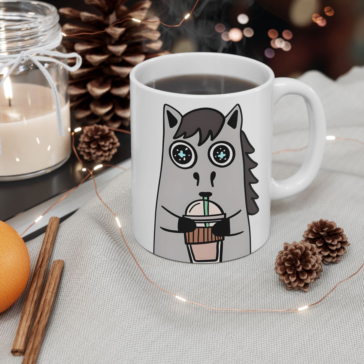 Frappuccino Horse Ceramic Mug — Horse Coffee Cup (11oz & 15oz)