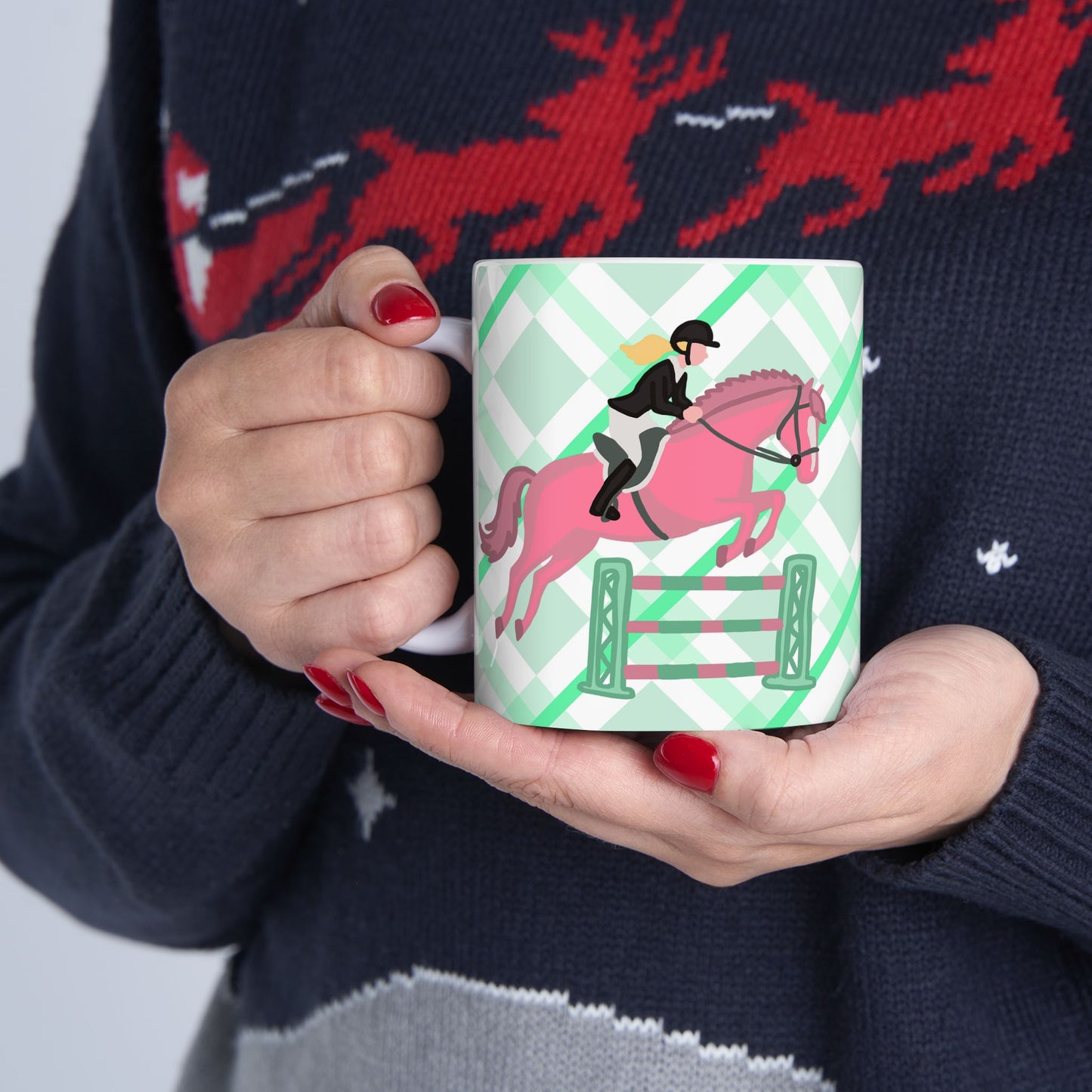Hunter Jumper Horse Ceramic Coffee Mug | Show Jumping Art | 11oz & 15oz