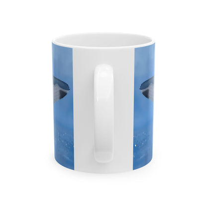 Humpback Whale Ceramic Mug For Whale Watching Coffee Cup With Frosted Ocean And Snowflake Artwork