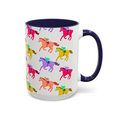 Kentucky Derby Racehorse Accent Coffee Mug | Race Day Gift | 11oz & 15oz