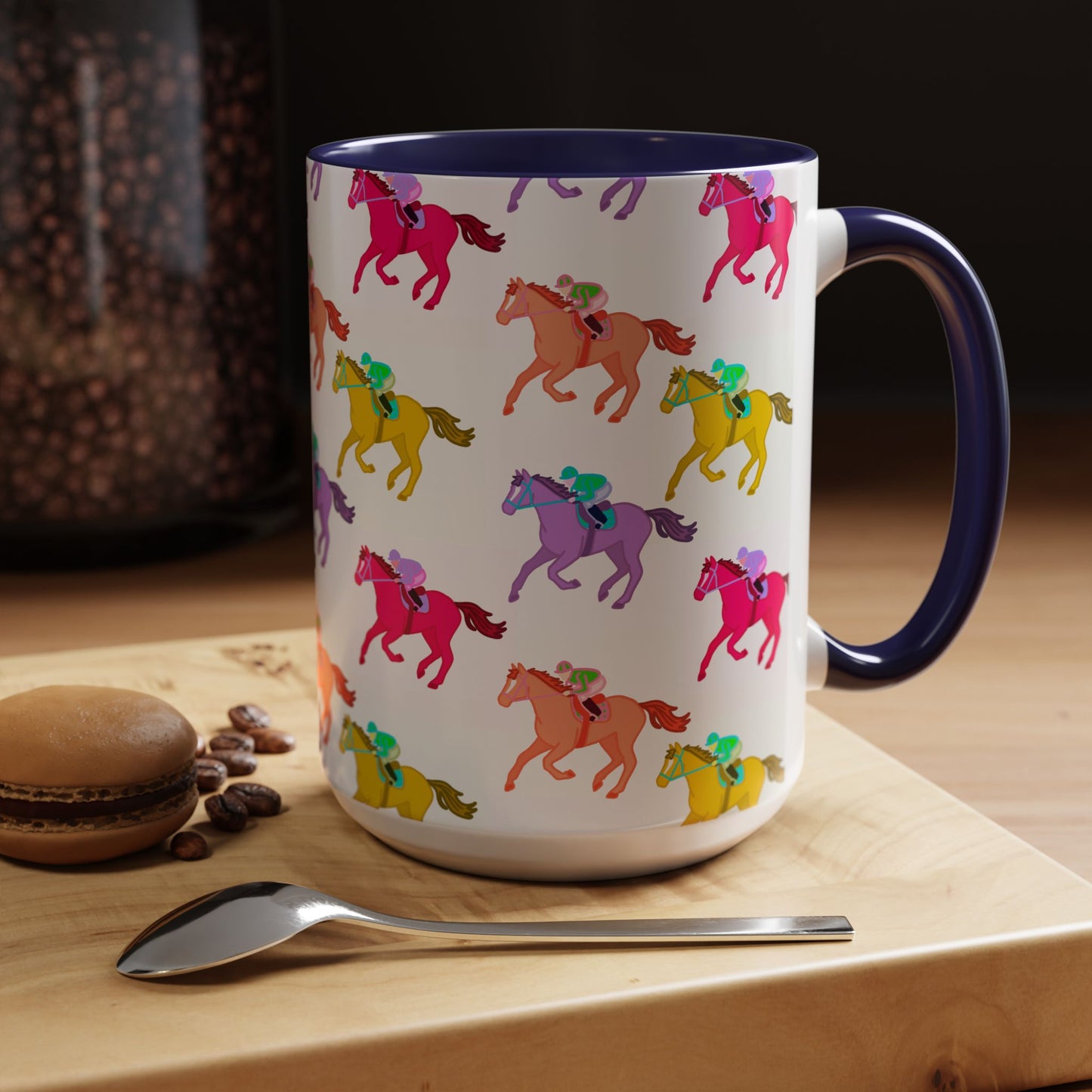 Kentucky Derby Racehorse Accent Coffee Mug | Race Day Gift | 11oz & 15oz