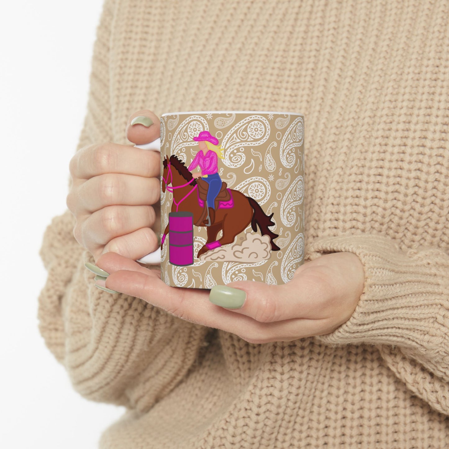 Barrel Racer Cowgirl Ceramic Coffee Mug | Rodeo Art | 11oz & 15oz