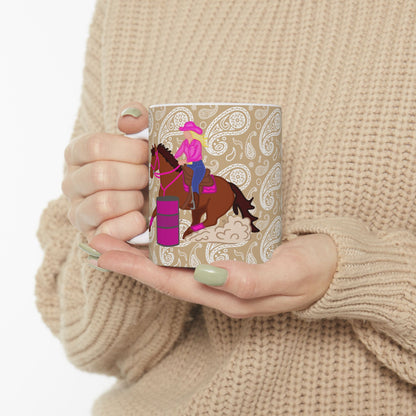 Barrel Racer Cowgirl Ceramic Coffee Mug | Rodeo Art | 11oz & 15oz