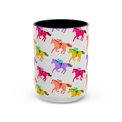 Kentucky Derby Racehorse Accent Coffee Mug | Race Day Gift | 11oz & 15oz