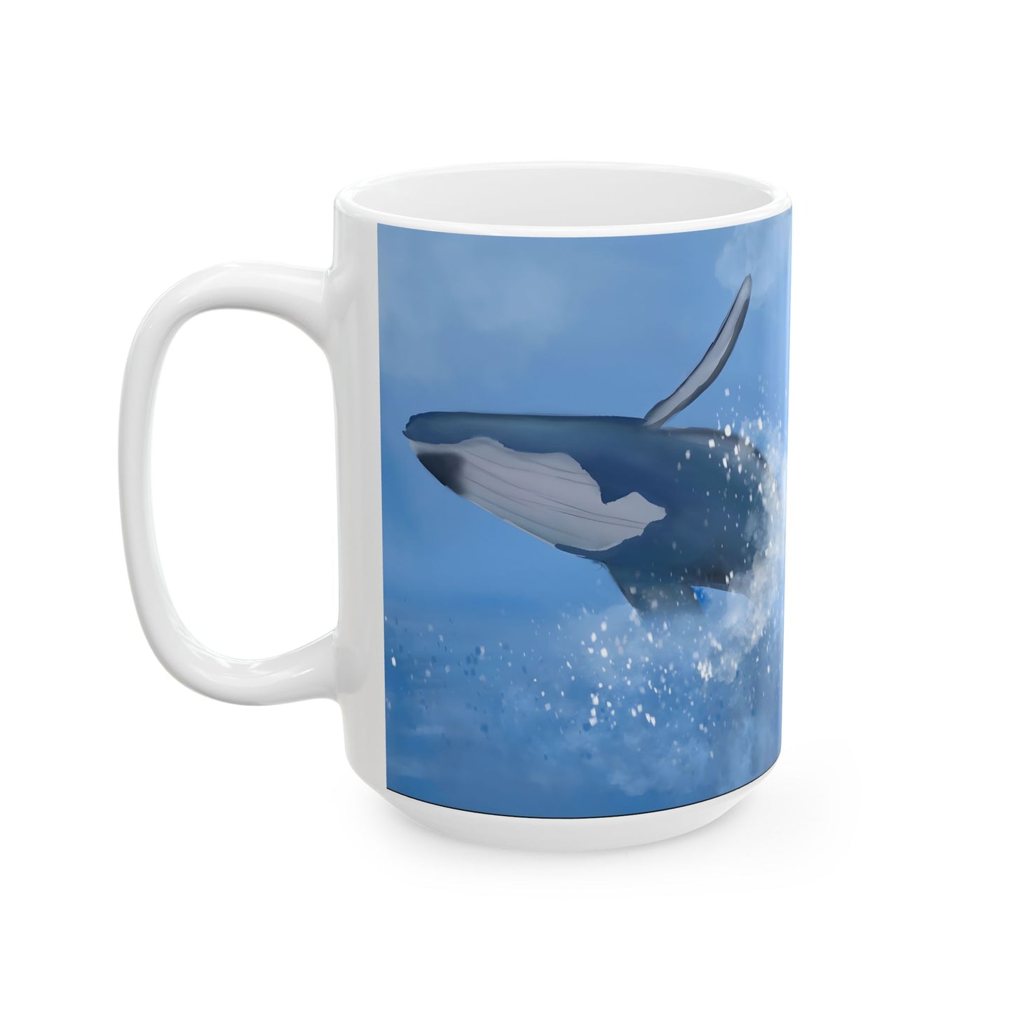 Humpback Whale Ceramic Mug For Whale Watching Coffee Cup With Frosted Ocean And Snowflake Artwork