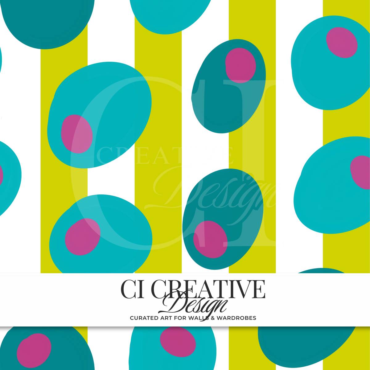 Olive Stripe Seamless Pattern | Teal & Pink Digital Download PNG