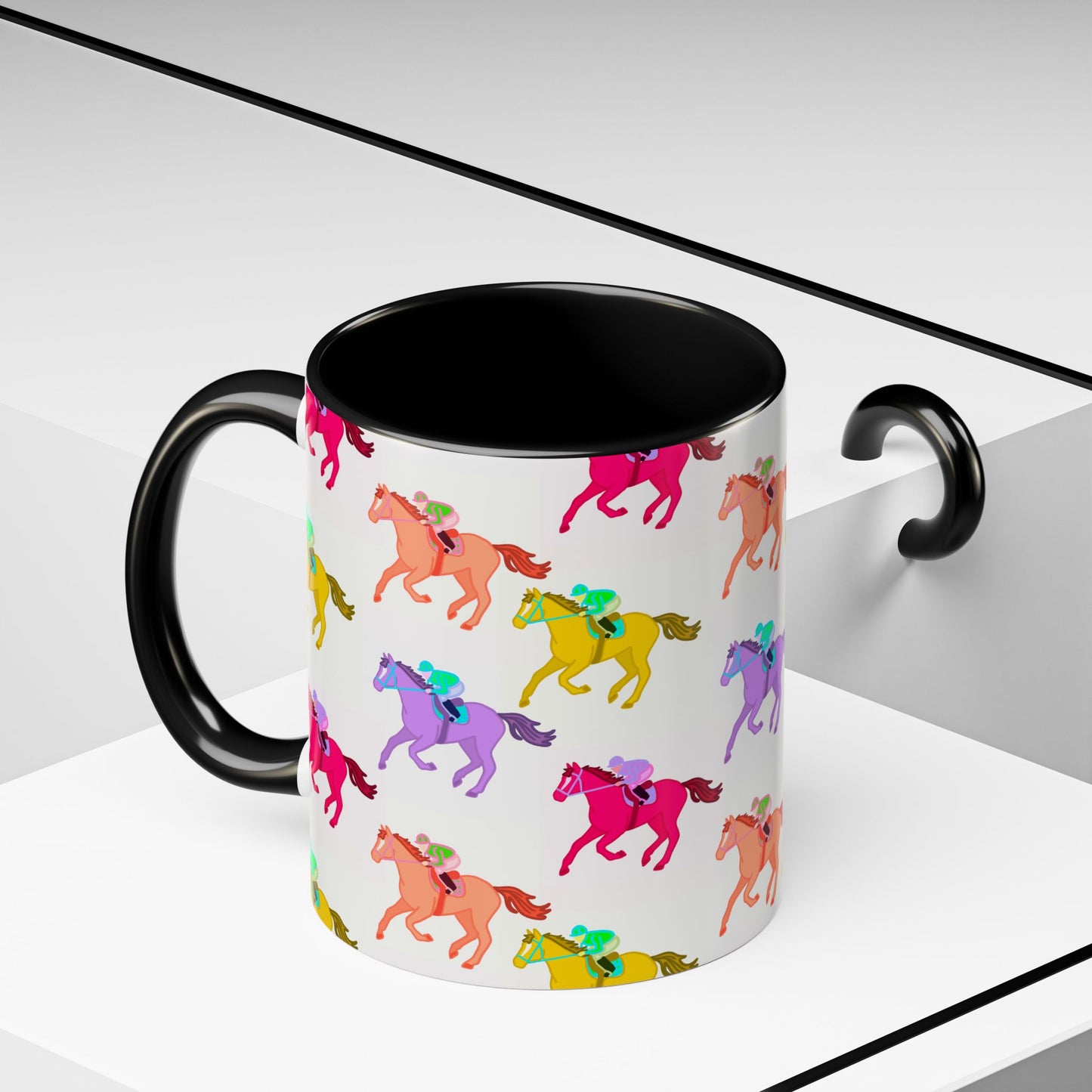 Kentucky Derby Racehorse Accent Coffee Mug | Race Day Gift | 11oz & 15oz